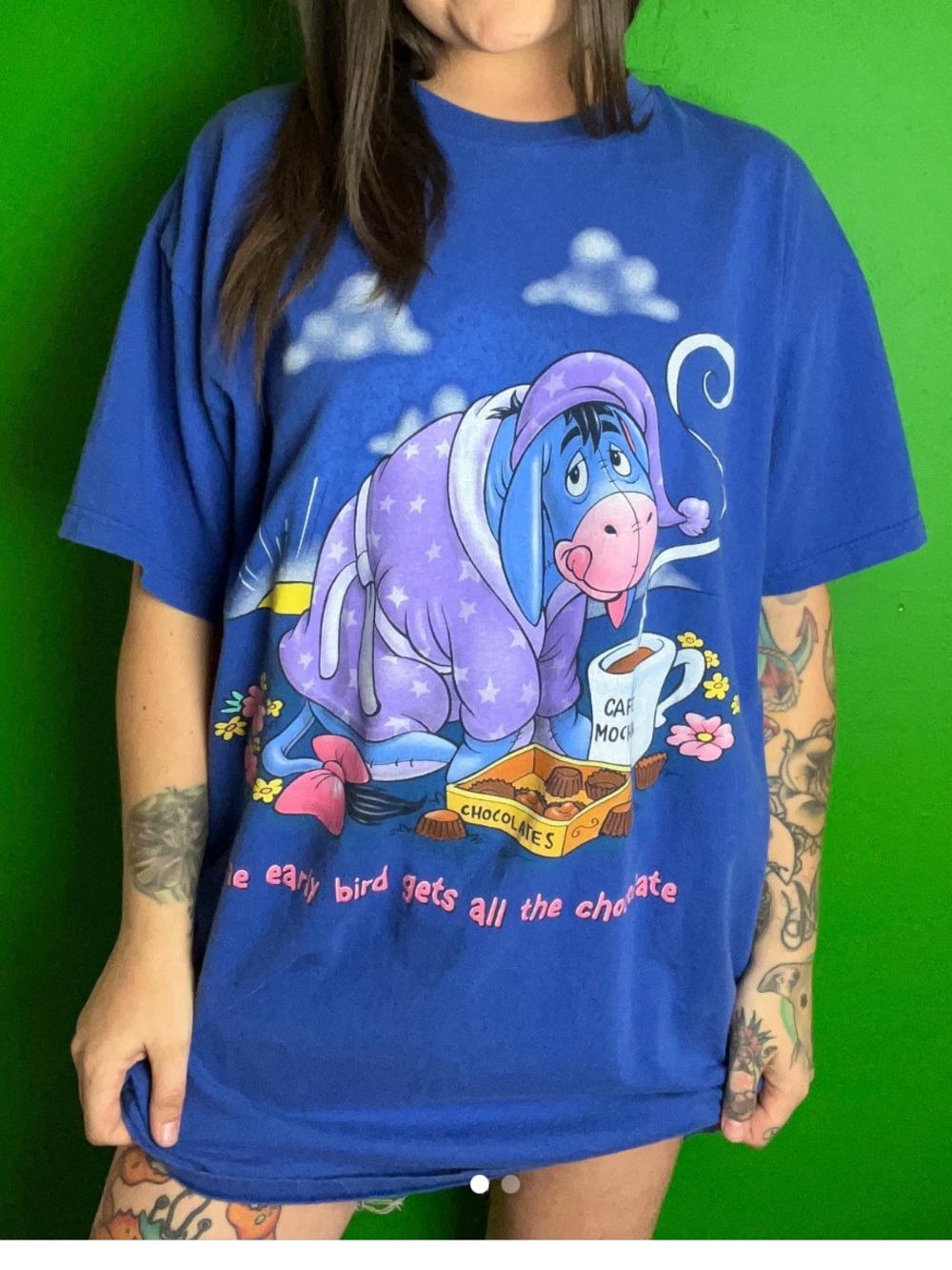 Vintage Disney The Early Bird Gets All The Chocolate Eeyore Tee Top